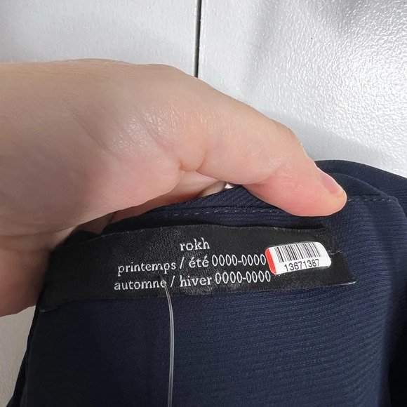 Rokh - Navy Blue One Shoulder Long Sleeve Dress - Size 36 - Picture 5 of 9